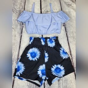 3T Blue flower 2 piece outfit